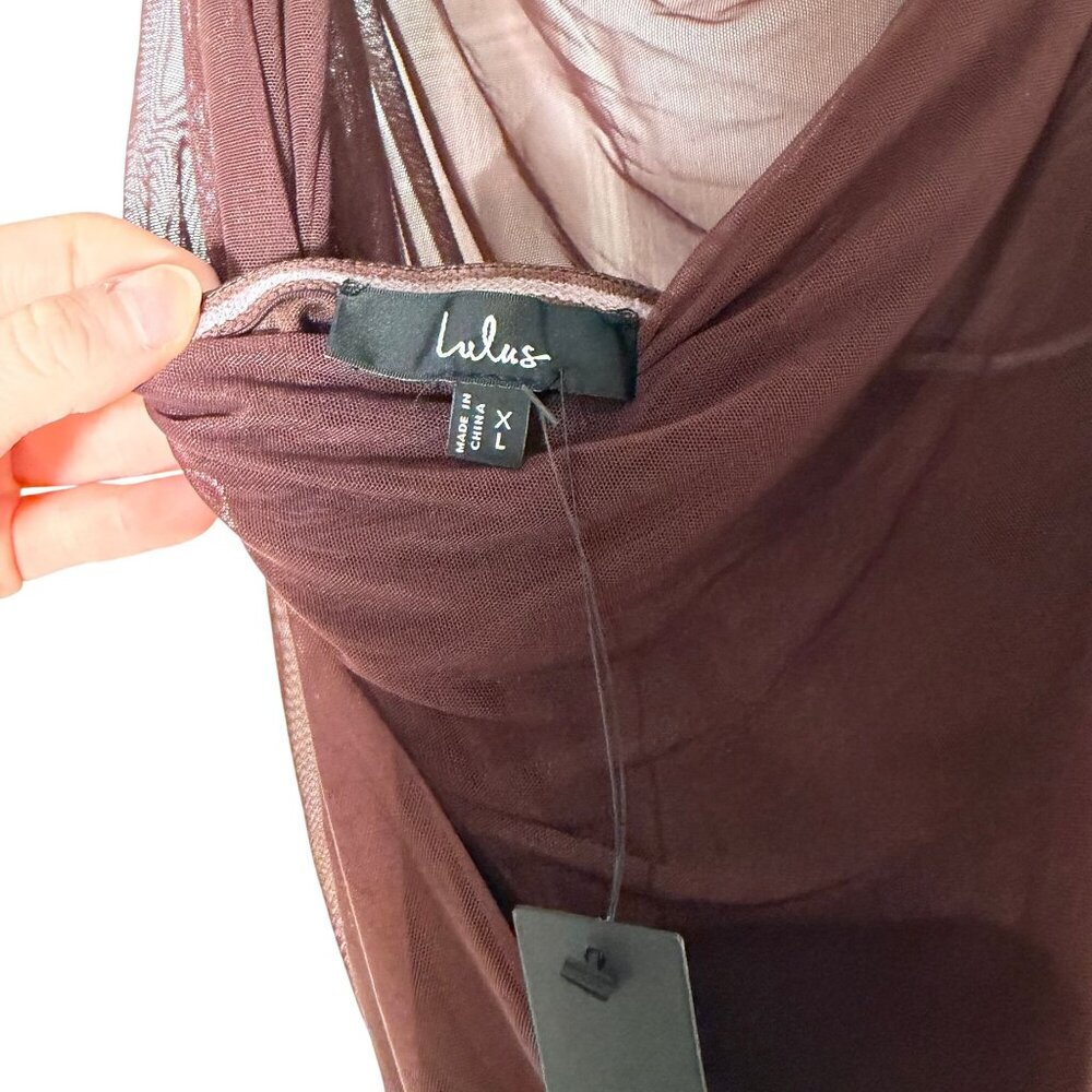 Lulu's Brown Ruched Off-Shoulder Midi Dress - Picture 6 of 8
